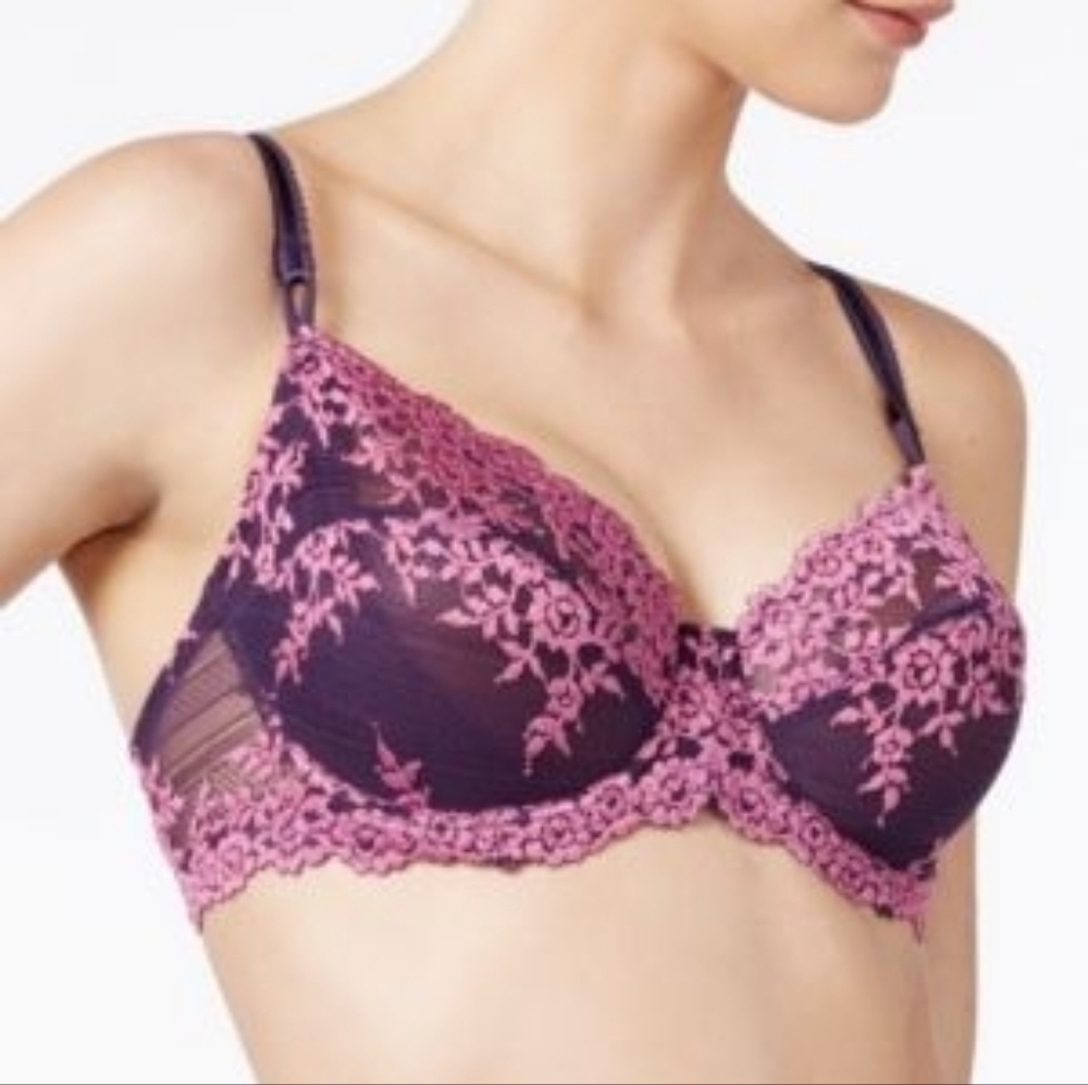 Sz 34D Purple Mulberry Wacoal Embrace Lace Underwire Bra